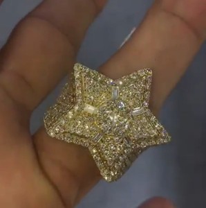 Passed Diamond Tester Hiphop 925 Sterling <b>Silver</b> Diamond Cluster Star <b>Ring</b> for <b>Men</b> Iced Out VVS Moissanite Luxury <b>Ring</b> - Product Image 4
