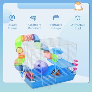 Gabbia Moderna per Piccoli e Medi Animali Domestici, per l'Allevamento di Criceti, Uso Interno ed Esterno, in Acciaio, Vetro e PP, con Motivo Animale e Materiale Metallico - Product Image 6