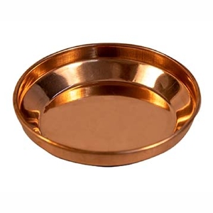 Plateau de service décoratif en cuivre pur et laiton, motif floral vintage en relief, pour dîner, vente en gros, décoration de table, plateau de Puja - Product Image 4