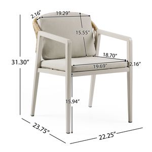 Set da pranzo per esterni con set di 6 sedie grigie e tavolo da pranzo in legno di acacia, mobili da giardino - Product Image 3