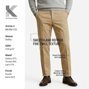 Pantalon chino kaki pour homme, mélange coton et élasthanne, 250 GSM, finition douce pêche, sergé fin extensible, pantalon décontracté, fournisseur OEM - Product Image 3