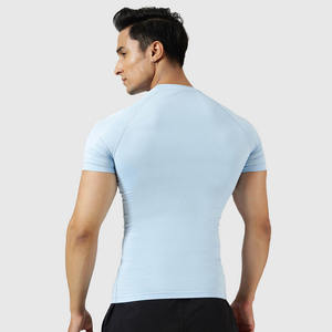 Vêtements de sport pour homme entièrement personnalisés, séchage rapide, sous-vêtements de compression, hauts de sport, t-shirts de gym en stock, tissu 100% coton - Product Image 4