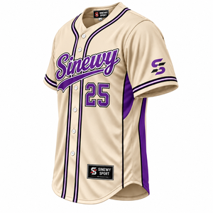 เสื้อเบสบอลแขนสั้นผู้ชาย Sinewy Sport ผ้าโพลีเอสเตอร์ซับเหงื่อ พิมพ์ชื่อทีม ติดกระดุมด้านหน้า ทรงปกติ ไซส์ผู้ใหญ่ - Product Image 4