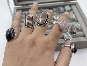 Women <b>Silver</b> Plated Geometric Streamlined Assorted Collection <b>Ring</b> Irregular <b>Adjustable</b> Open <b>Rings</b> - Product Image 1