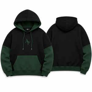 Sweat-shirt à capuche surdimensionné bicolore avec broderie personnalisée, en molleton épais, streetwear unisexe, décontracté - Product Image 1