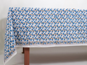 Blue and White Hand Block Print <b>Tablecloth</b> Table Cover India Cotton Table Linen Custom <b>Tablecloth</b> Table Cover Farmhouse Wedding - Product Image 2