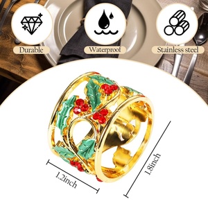 Juego de Servilleteros de Lujo Dorados con Diseño de Aloe Vera, Soporte Decorativo de Metal para Servilletas para Bodas, Mesas de Comedor, Banquetes de Hotel, Suministro al por Mayor - Product Image 2