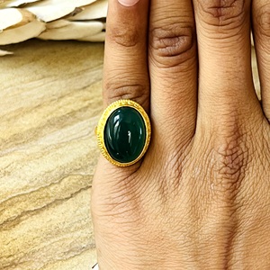 Fashionable Brass <b>Ring</b> Vintage Green Onyx <b>Ring</b> Tribal Brass Jewelry Women 18k Gold Plated Rope <b>Chunky</b> Statement For Wholesale - Product Image 6