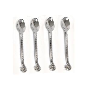 Cuillère élégante en acier inoxydable faite à la main plaquée argent avec spirale Design moyen ensemble de cuillères à dessert de luxe décoratives - Product Image 4