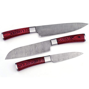 Damascus Steel <b>Kitchen</b> Knife Set With Refined Appearance And Comfortable Grip For Daily Meal Preparation - Product Image 1