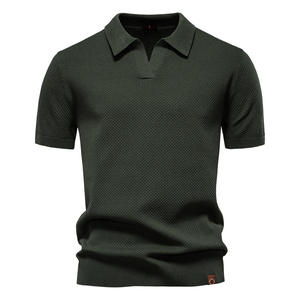 Suéter de Negocios de Manga Corta para Hombre de Lana a Rayas de Piña de Alta Calidad con Cuello Gaviota para Camiseta - Product Image 4