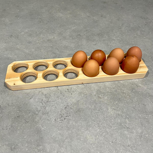Elegance Wooden Egg Holder Tray For Kitchen Eco-Friendly Hole Natural Wood Egg <b>Storage</b> <b>Rack</b> & Organizer Farmhouse Decor - Product Image 1