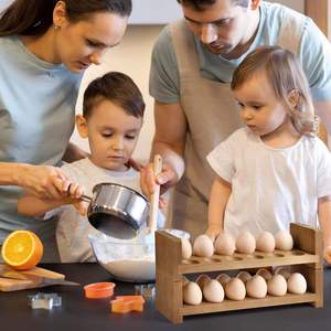 Wooden <b>Egg</b> Rack 12 Slots Double Layer Storage Holder for Kitchen Customized Shape Handmade Different Sizes <b>Eco</b>-Friendly - Product Image 4