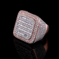 Bague Hip Hop Unisexe en Argent Sterling 925 avec Moissanite Taille Baguette, Sertie Pavé Luxe Effet Glaçon, Idéale pour Soirées