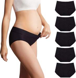 Women Maternity Underwear Pregnancy <b>Panties</b> Mid-Rise Cotton Knitted ODM Seamless Breathable Soft Stretch Belly <b>Support</b> Comfort - Product Image 1