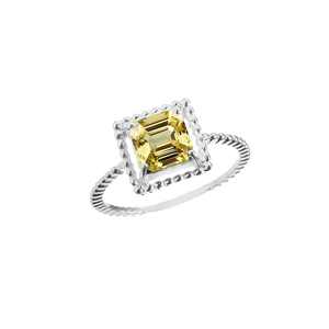 Anillo de Zafiro Amarillo, Plata de Ley 925, Corte Asscher, Gema, Anillo de Compromiso para Mujer, Regalo, Joyería Fina - Product Image 4
