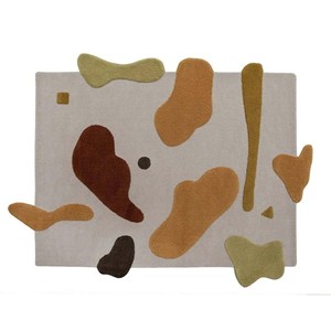 Neutral Beige Area Rug Abstract Organic Shape Modern Designer Wool Tufted Carpet Contemporary Artistic Floor Decor Living Room - Product Image 4