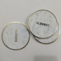 Ensemble de sous-verres modernes de luxe en marbre blanc, 4 sous-verres en pierre véritable semi-absorbants, écologiques, épaisseur 5 mm, diamètre 100 mm, élégants