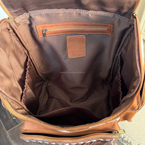 Nueva mochila hecha a mano para pañales de cuero, venta al por mayor, mochila de moda de viaje multifuncional de piel de vaca genuina para Unisex - Product Image 6