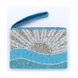 Petite pochette à monnaie artisanale Sunrise, brodée à la main, pour ranger les petits essentiels (pièces de monnaie, cartes, espèces) - Product Image 1