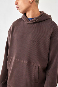 Sweat à capuche thermique en maille gaufrée pour homme, en polyester et coton, style décontracté, à manches longues, avec poignets côtelés et coupe confortable - Product Image 4