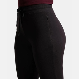 Solid Black <b>Cuffed</b> Women's <b>Jogger</b> Pants High Elastic Waist Drawstring Wholesale Europe Slim Fit Fleece - Product Image 4