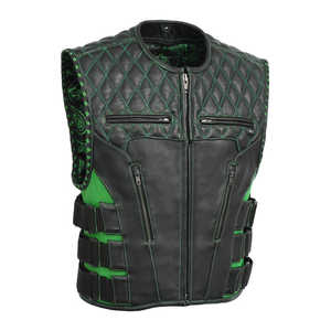 Gilet en cuir pour moto Tactical Emerald pour homme - Product Image 1