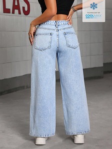 Pantalones Vaqueros de Invierno Transpirables 100% Algodón de Secado Rápido, Elásticos, Curvos, Talla Grande, Diseño Personalizado OEM para Mujer, Precio Económico - Product Image 2