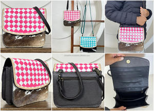 Bolsos de Mano para Mujer al por Mayor Directo de Fábrica, Bolso Cruzado de Cuero Vacuno con Diseño Personalizado, Estilo Occidental con Solapa a Cuadros - Product Image 3