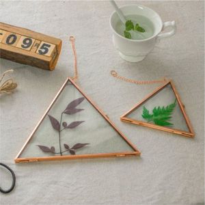Modern Copper Hanging Photo Frame Geometric Triangle Shape Glass <b>Display</b> <b>Case</b> For Pressed Flowers Dried Leaf Wedding Decor - Product Image 1