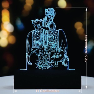 Idole LED Krishna 3D Illusion de qualité supérieure pour tableau de bord de voiture avec lumière optique acrylique, disponible à un prix raisonnable - Product Image 3