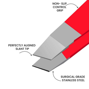 Ensemble de 4 pinces à épiler pour sourcils avec étui en cuir, pinces à épiler professionnelles en acier inoxydable de précision, pointues, plates, prix d'usine - Product Image 3
