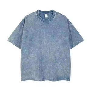 เสื้อยืดผ้าฝ้ายถักคอกลมแขนสั้นสำหรับผู้ชายเสื้อลำลองทรงพอดีตัว - Product Image 2
