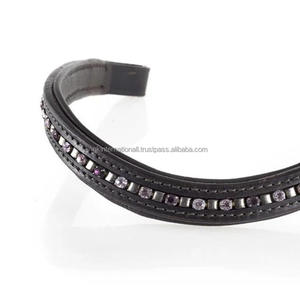 Diseño personalizado clásico, 1 Fila de cristales, diamantes de imitación decorativos, canal vacío, banda para cejas de caballo de cuero acolchado en mazorca completa - Product Image 6