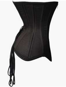 Corset gainant noir en acier avec fermeture éclair frontale, contrôle ferme, amincissant la taille, corset sur-buste, body à contrôle moyen, personnalisable - Product Image 2