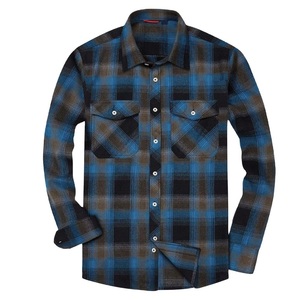 Camisas de Franela a Cuadros para Hombre, Elegantes y Formales para Oficina, Camisa de Franela Extra Grande con Botones, Camisa Casual de Algodón, Venta al Por Mayor Personalizada - Product Image 1