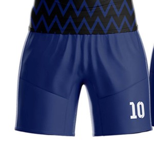 Ensemble de maillots de football pour hommes, noir et bleu, col en V, manches courtes, sublimé, respirant, évacuant l'humidité, nom d'équipe personnalisé, uniforme adulte, tous les tailles - Product Image 4