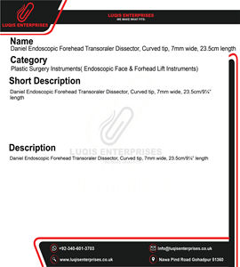 Elevador de succión frontal endoscópico Daniel, curvado en cuarto de círculo, 23.5 cm, de acero inoxidable, instrumento facial quirúrgico para endoscopia - Product Image 5