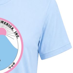 T-shirt à col rond bleu clair avec patch brodé Jack & Jill, manches courtes, design circulaire sur la poitrine, vêtement de sport léger - Product Image 3