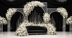 Pantallas Metálicas Modernas para Escenarios, Ideales para Bodas y Eventos de Lujo, Decoración de Arco Dorado para Recepciones y Compromisos - Product Image 3