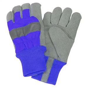 Cowhide Split Leather Industrial Safety Gloves with Knit Wrist <b>Cuff</b> Canadian Rigger Construction Design for Hand <b>Arm</b> Protection - Product Image 2