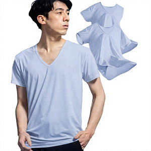 Men's <b>White</b> <b>V</b>-<b>Neck</b> Short Sleeve Cotton <b>T</b>-<b>Shirt</b> Regular Fit Casual Jersey Breathable Solid Color - Product Image 5