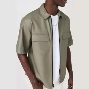 เสื้อหนังแท้ยูนิเซ็กซ์สุดหรู หนังแกะพรีเมียม เสื้อเชิ้ตหนังลำลองติดกระดุม ผู้ผลิต OEM ขายส่งจากโรงงาน - Product Image 4