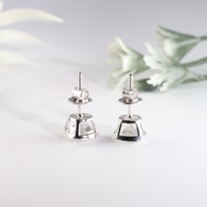 Luxury Elegant Cushion Cut Lab Grown Diamond Stud <b>Earrings</b> White Gold Bezel Setting Sparkling Wedding Screw <b>Back</b> Women's - Product Image 3