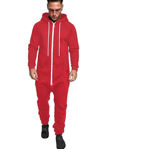 Conjunto Deportivo Rojo con Capucha para Hombre, Pantalones Deportivos Casuales de Manga Larga con Bolsillos Laterales, Ropa de Otoño Transpirable de Color Sólido con Cierre de Cremallera - Product Image 6