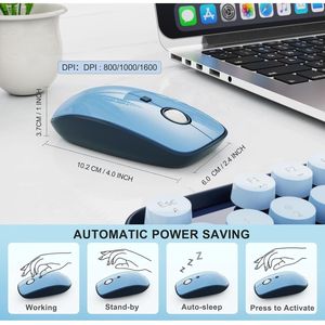 2.4G Full-Sized Wireless Keyboard <b>Mouse</b> Combo Cute Colorful 104 Retro Typewriter Keys with <b>Mouse</b> <b>Mouse</b> Keyboard - Product Image 3