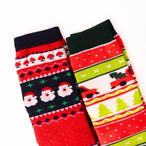 New Arrive Christmas Pattern Crew <b>Socks</b> Men Cotton Spandex Knitted Breathable Winter Holiday Design Red Green <b>Black</b> Trim - Product Image 4
