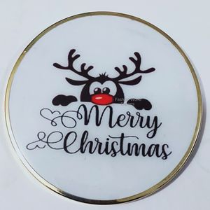 Posavasos esmaltados de diseño Vintage de Feliz Navidad, las mejores alfombrillas y almohadillas absorbentes para tazas navideñas con marco metálico - Product Image 1