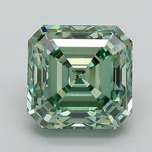 Diamant de laboratoire certifié IGI, pureté VS1, pierre libre pour la création de bagues de fiançailles sur mesure, taille Asscher, vert intense fantaisie - Product Image 1