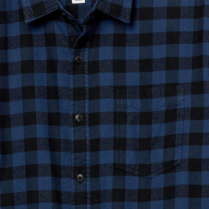 Camisa Casual de Franela a Cuadros Azul y Negro para Hombre, Manga Larga, Cuello Camisero, Transpirable, de Algodón, para Otoño - Product Image 5